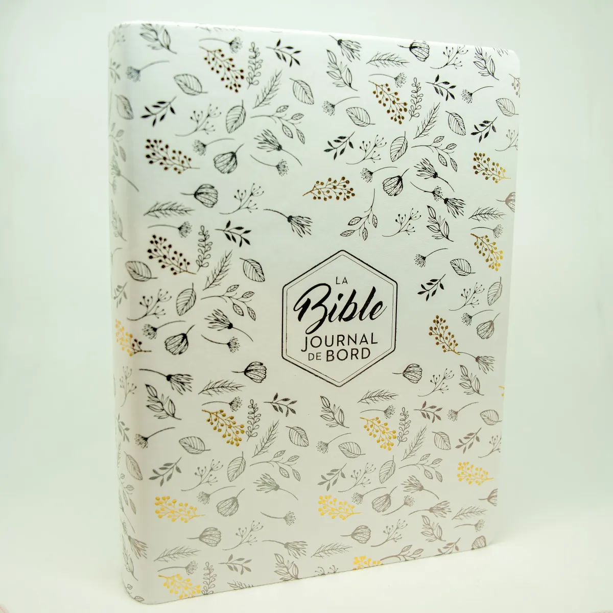 Bible Segond 21 Journal de bord - couverture souple Vivella blanc avec motifs dorés