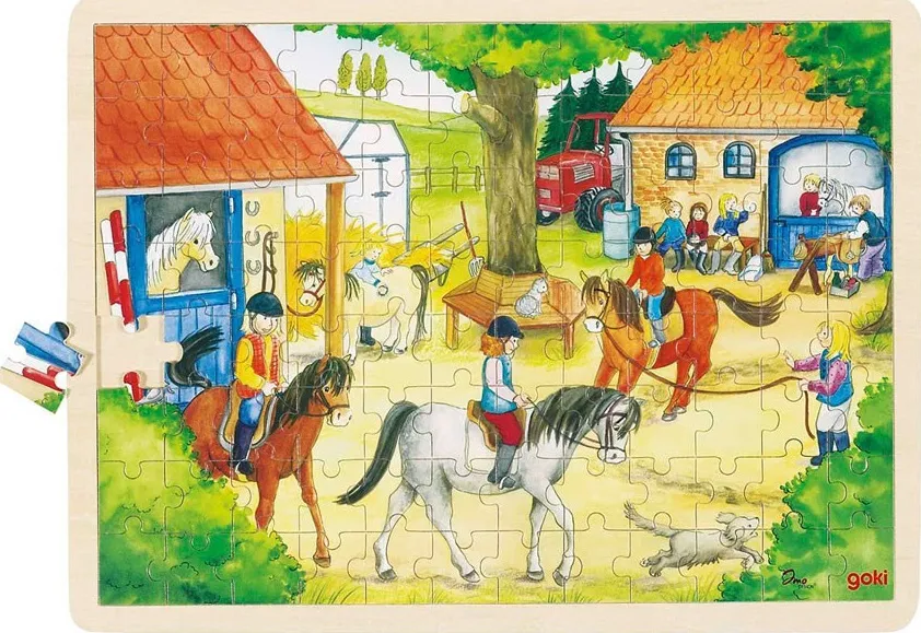 Puzzle ferme avec des poneys 96 pieces
