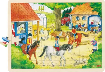 Puzzle ferme avec des poneys 96 pieces