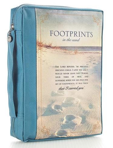 Fourre de Bible Toile - Footprints in the sand - 168 x 241 x 50 mm