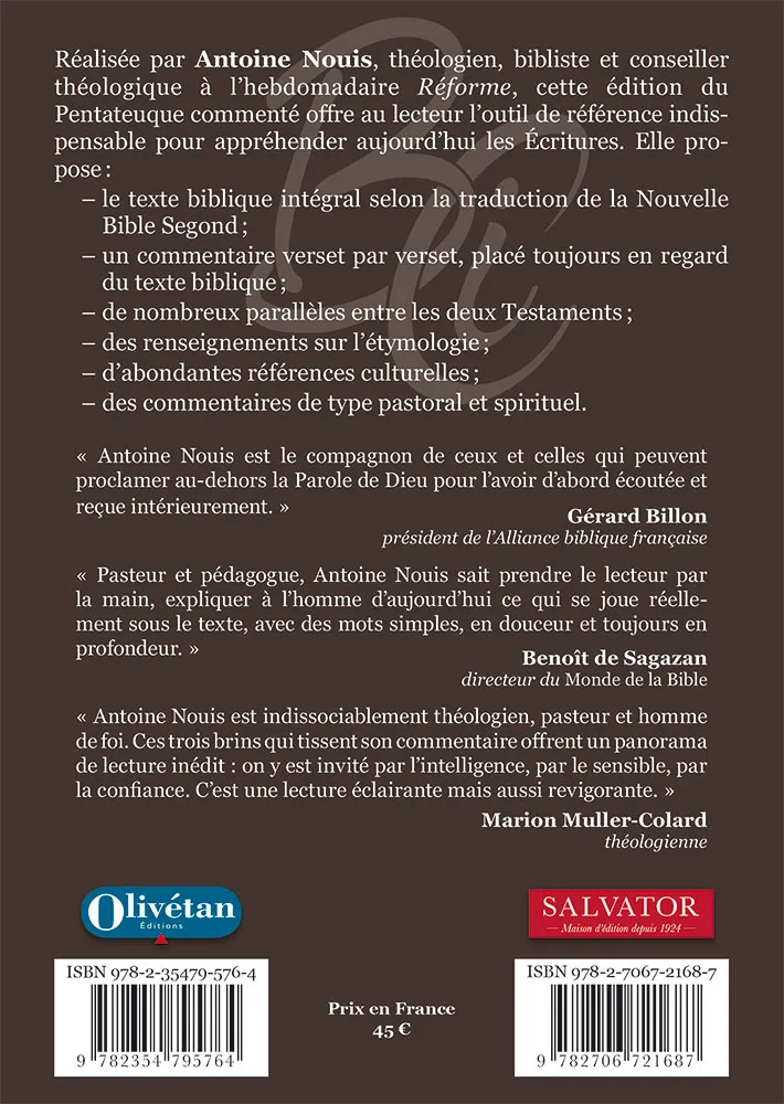 Bible (La) AT-1 le Pentateuque - commentaire intégral verset par verset