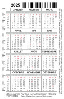 Calendrier format carte de crédit -Paysage