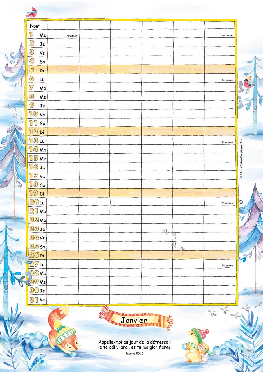 Calendrier Notre planning - mural