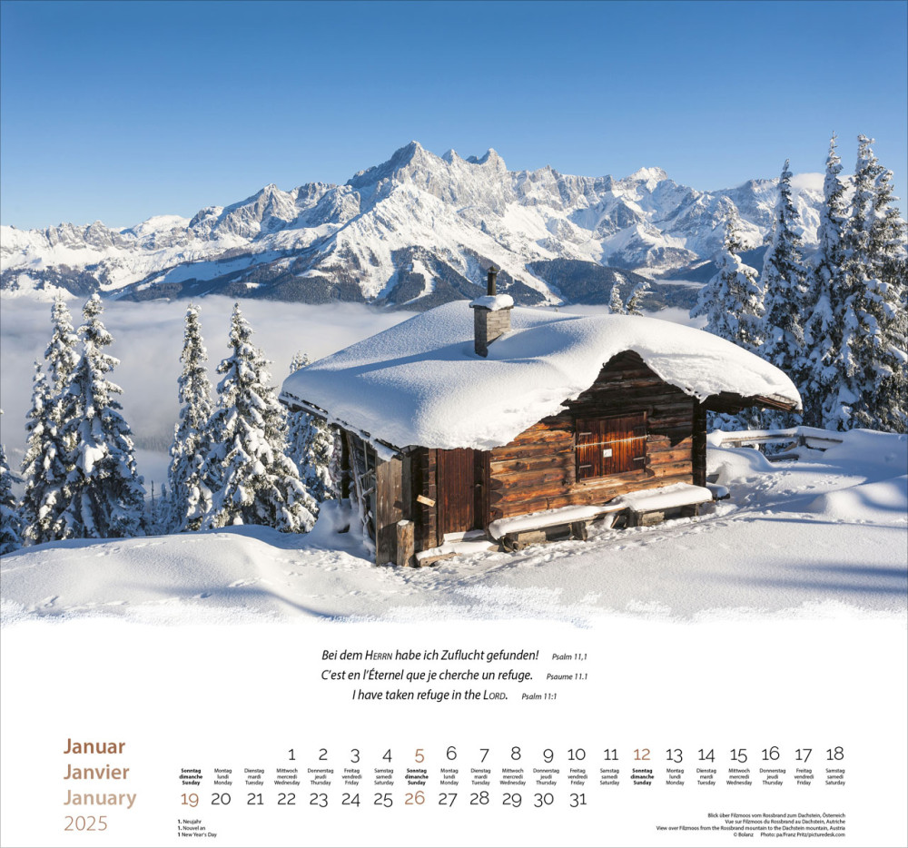 Calendrier Montagnes - trilingue, poster mural