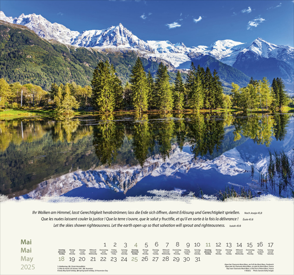 Calendrier Montagnes - trilingue, poster mural