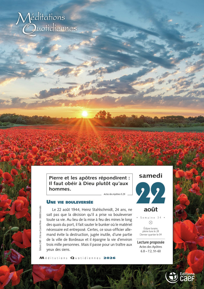 Calendrier Méditations Quotidiennes - bloc à effeuiller - mural