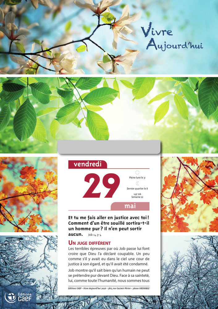 Calendrier Vivre Aujourd'hui - bloc à effeuiller, grande plaque