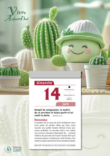 Calendrier Vivre Aujourd'hui - bloc à effeuiller, grande plaque