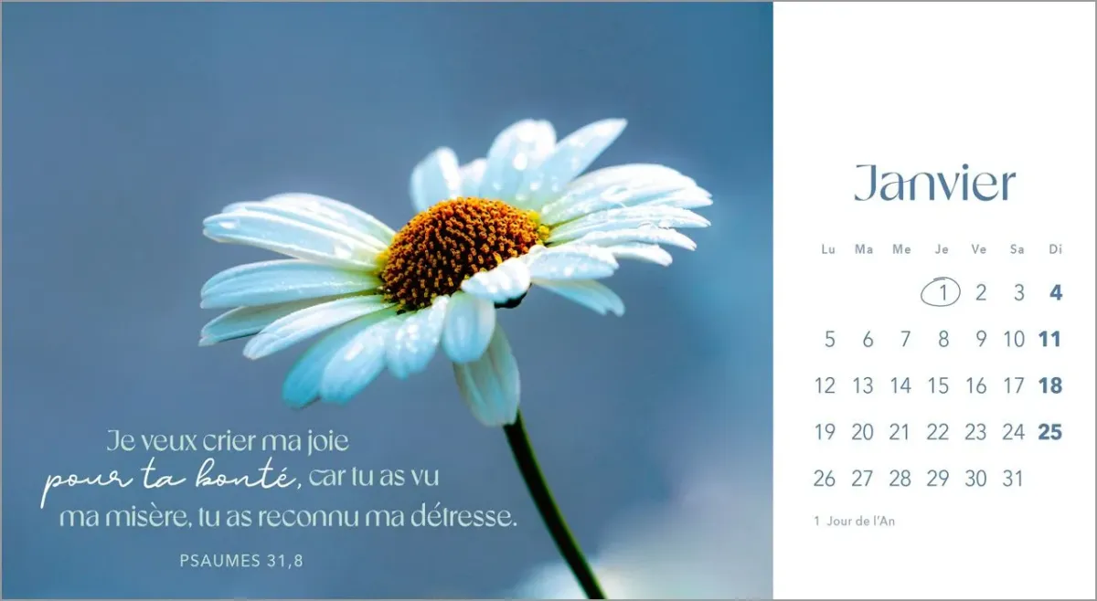 Calendrier Les fleurs - avec verset