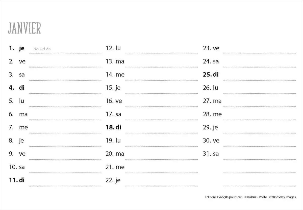 Calendrier Le Bon Berger  - cartes postales