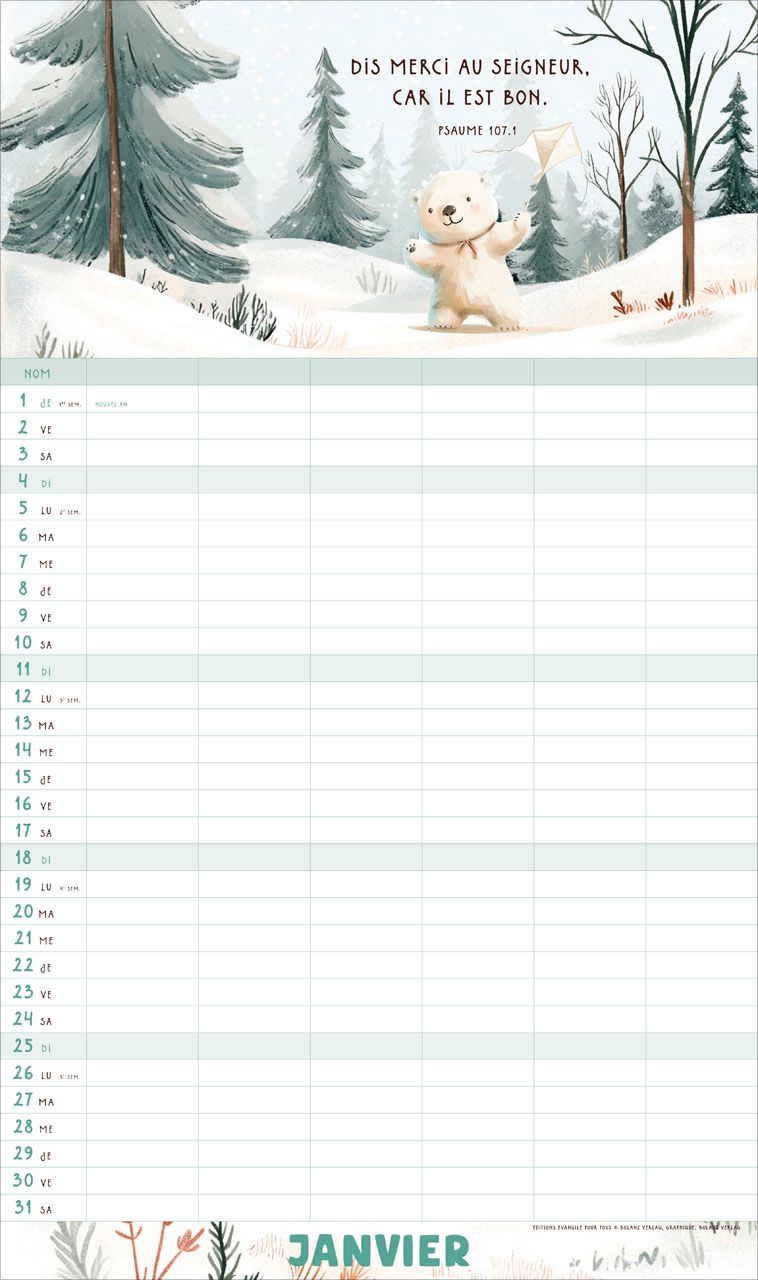Calendrier Notre planning - mural