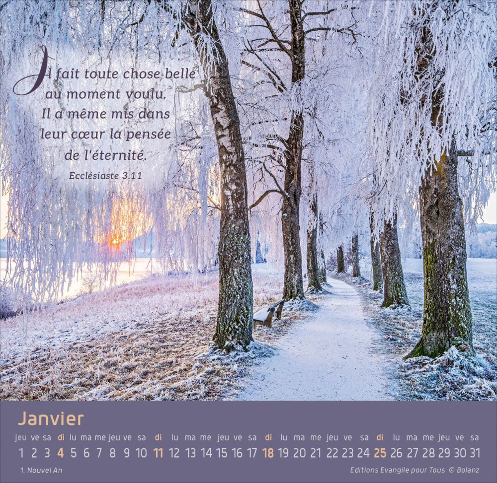 Calendrier Chemin et Vie - de table