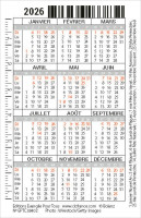 Calendrier format carte de crédit - Paysage