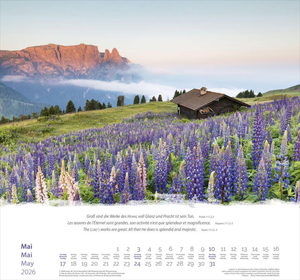 Calendrier Montagnes - trilingue, poster mural