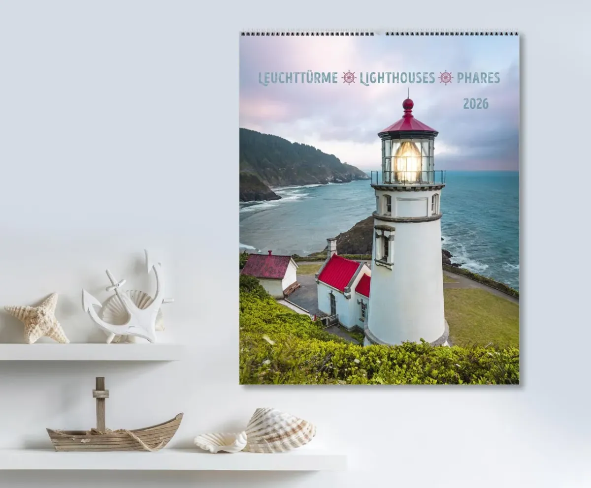 Calendrier Phares - trilingue, poster mural