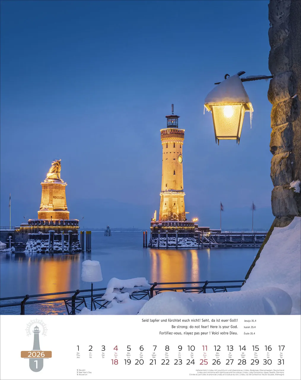 Calendrier Phares - trilingue, poster mural