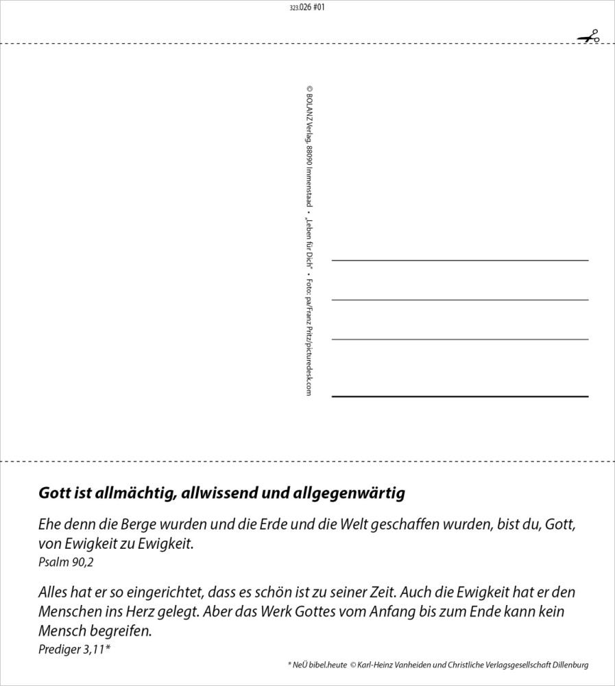 Calendrier La Vie pour toi - allemand -  cartes postales