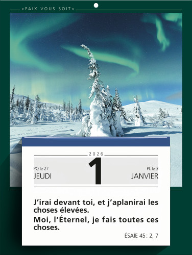 Calendrier Paix vous soit - Gros caractères - 1 verset