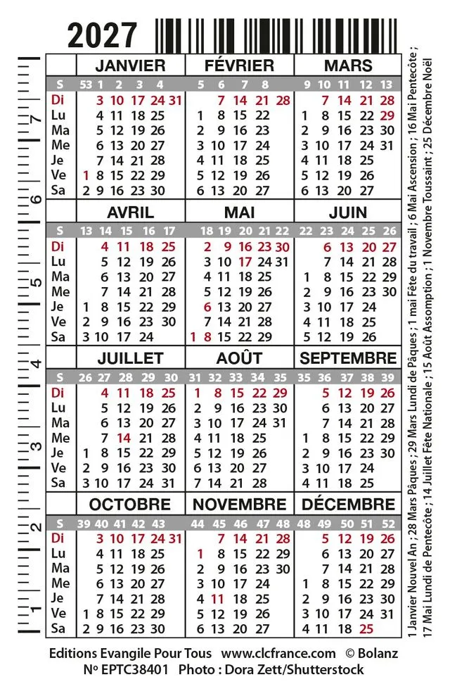 Calendrier format carte de crédit - Chat