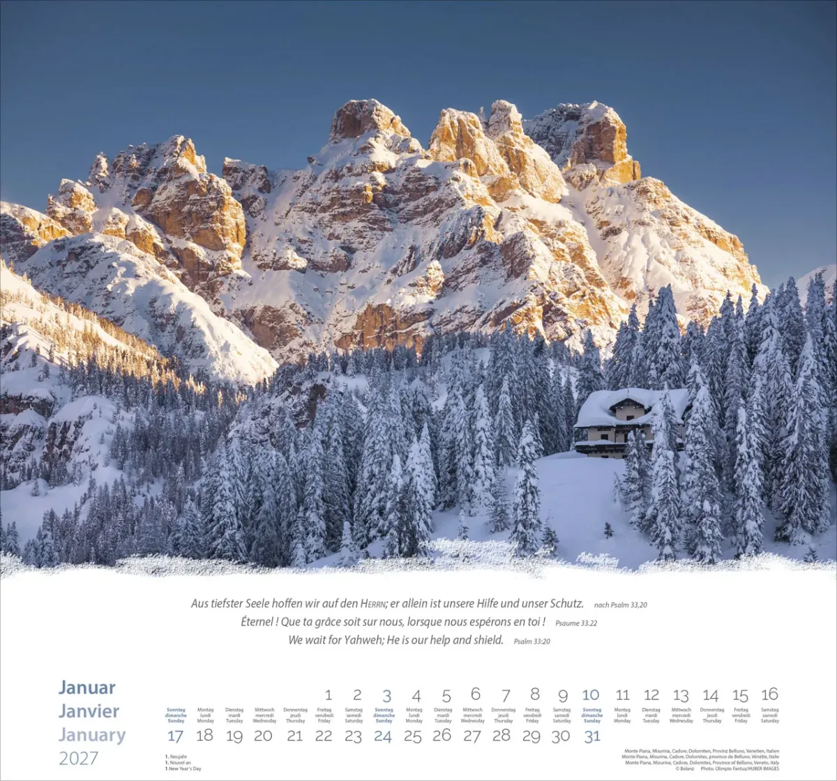Calendrier Montagnes - trilingue, poster mural
