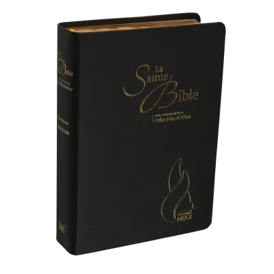 BIBLE NEG MACARTHUR SOUPLE CUIR TR OR ONGLETS NOIR AVEC BOITIER