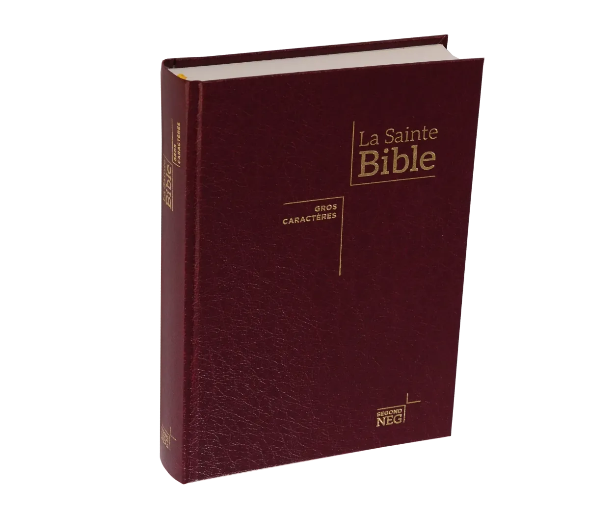 BIBLE NEG, GROS CARACTERES, COUVERTURE RIGIDE, BORDEAUX