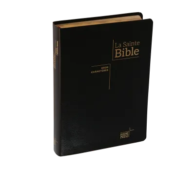 BIBLE NEG79, GROS CARACTERES, COUV. FIBROCUIR, TR. OR, ONGLETS