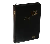 BIBLE NEG79, GROS CARACTERES, COUVERTURE FIBROCUIR, FERMETURE ECLAIR, TR.OR. ONGLETS