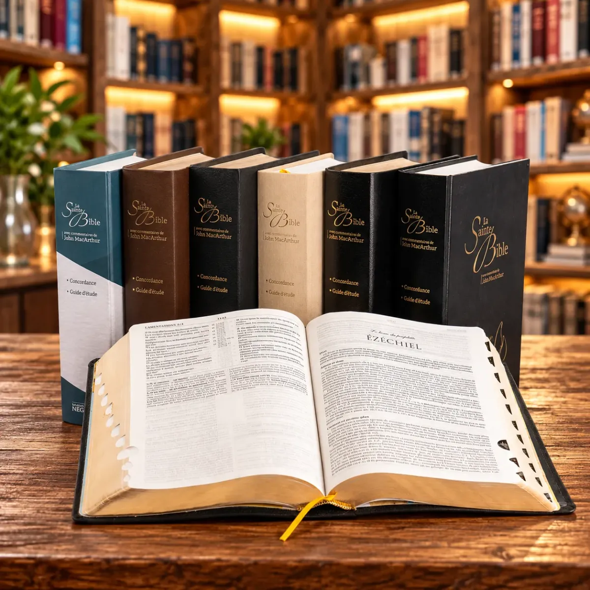 BIBLE NEG MACARTHUR SOUPLE CUIR TR OR ONGLETS NOIR AVEC BOITIER