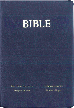 BIBLE ANGLAIS-FRANCAIS GOOD NEWS-FRANCAIS COURANT VINYLE MARINE SOUPLE