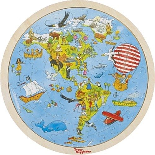 PUZZLE EN BOIS TOUR DU MONDE LAMINE DOUBLE FACE 57 PIECES
