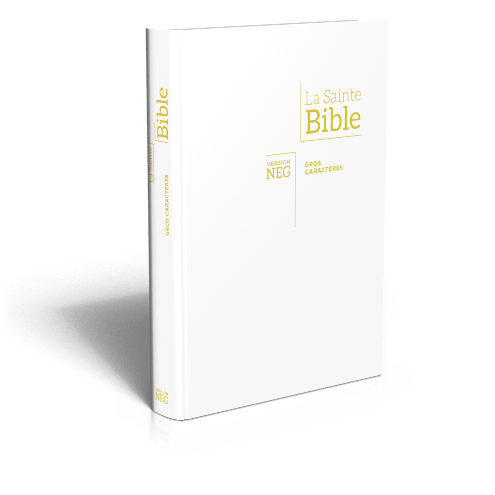 BIBLE NEG79, GROS CARACTERES, COUV SOUPLE BLANCHE, TR. OR