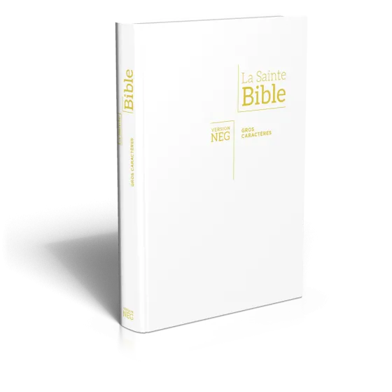 BIBLE NEG79, GROS CARACTERES, COUV SOUPLE BLANCHE, TR. OR