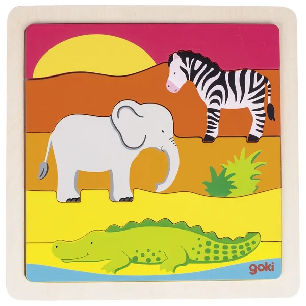 Puzzle - Animaux africains - 5 pièces - 21x21 cm
