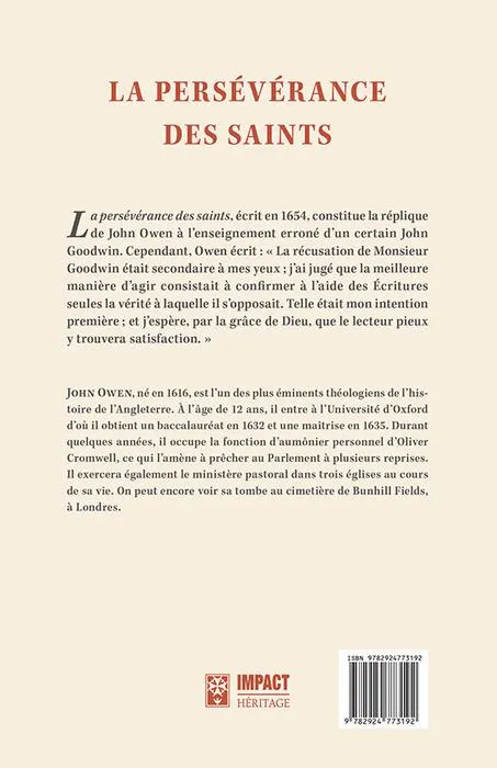 Persévérance (La) des Saints