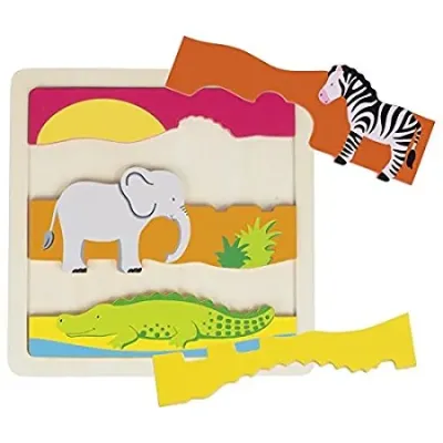 Puzzle - Animaux africains - 5 pièces - 21x21 cm