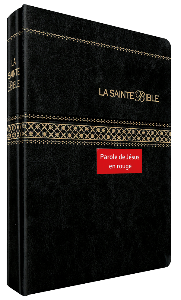 Bible Segond 1910 souple similicuir noir tranche or avec onglets - parole de Jésus en rouge