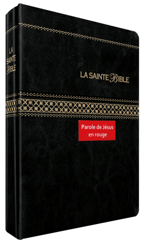 Bible Segond 1910 souple similicuir noir tranche or avec onglets - parole de Jésus en rouge