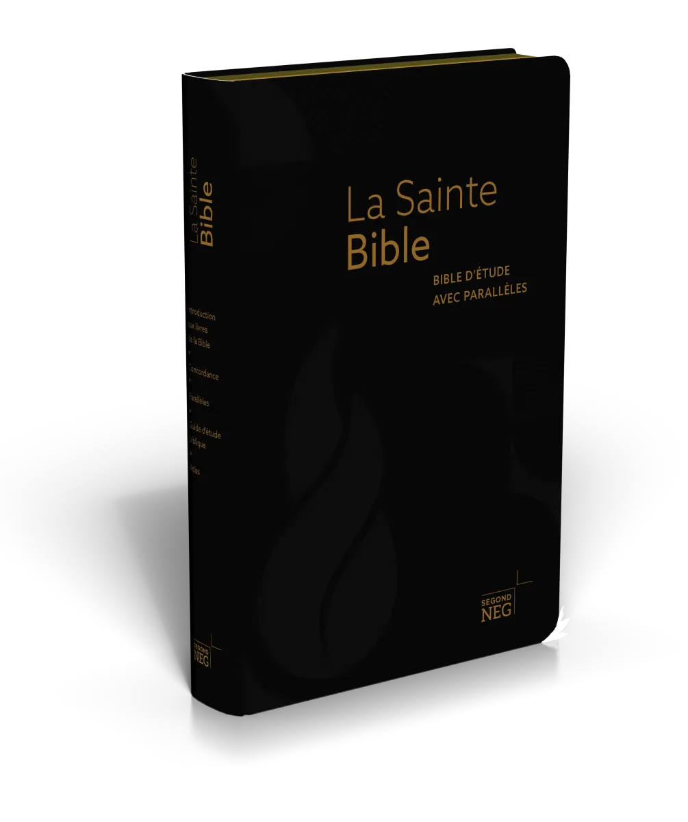 Bible d'étude NEG à parallèles, noire - Souple, fibrocuir, tranche or, onglets