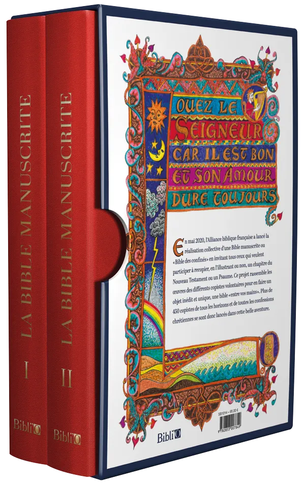 Bible manuscrite (La) - Les Psaumes et le Nouveau Testament écrits à la main (coffret 2 tomes)