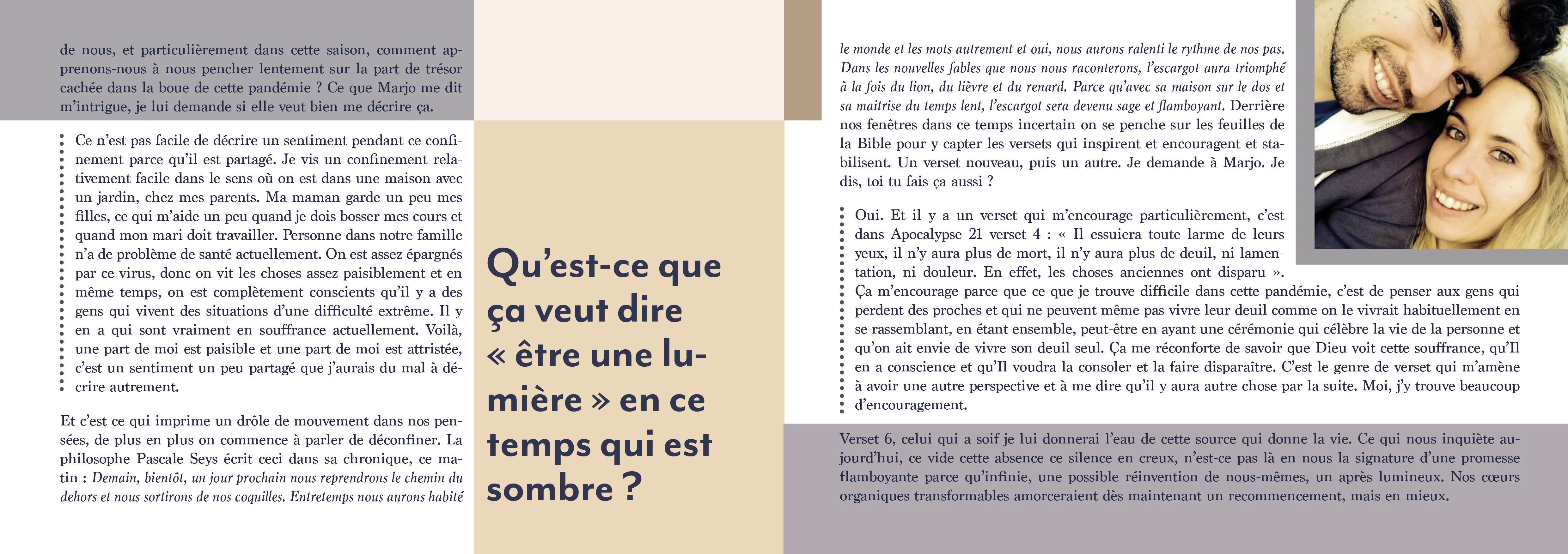 Intérieur Bible - Trajectoire d'une saison confinée