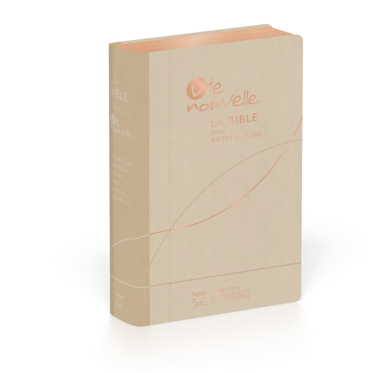Bible Segond 21 Vie Nouvelle - souple - vivella beige - tranches or avec boîtier