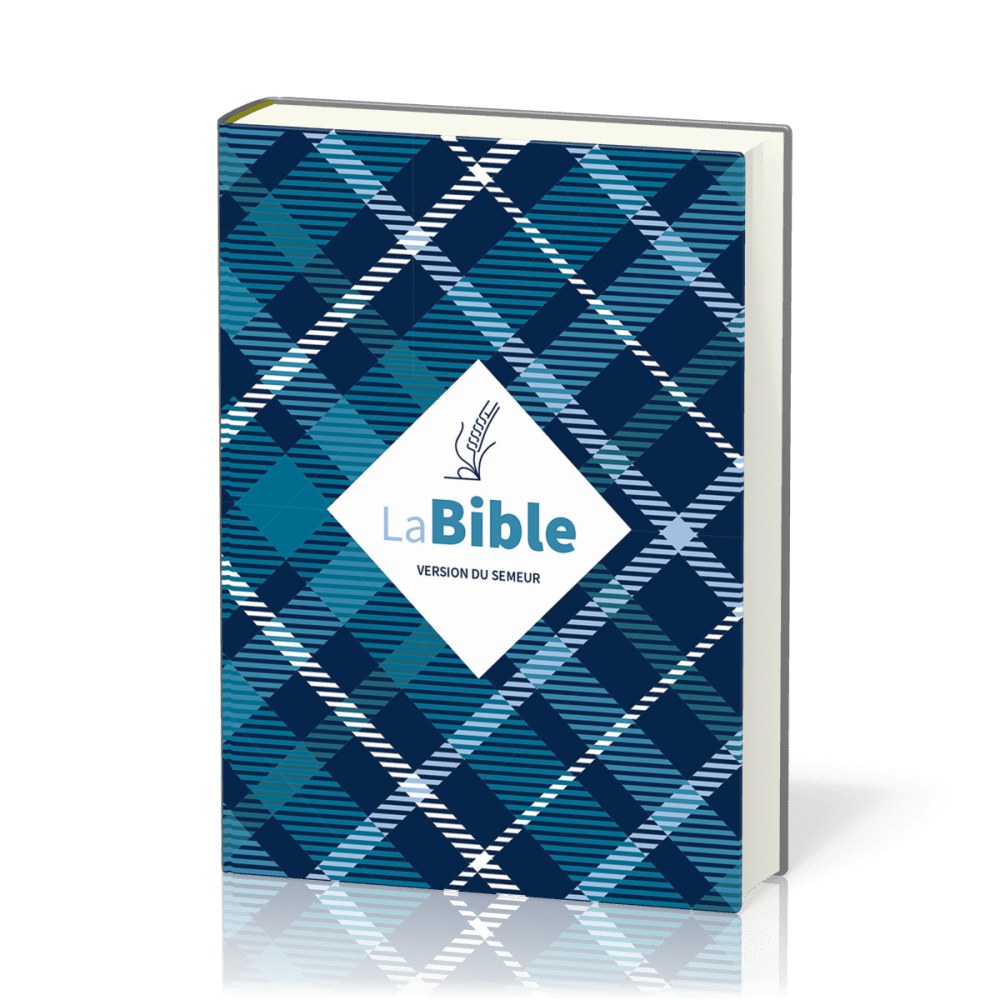 Bible Semeur 2015, couverture textile semi-souple bleue, tissu carreaux