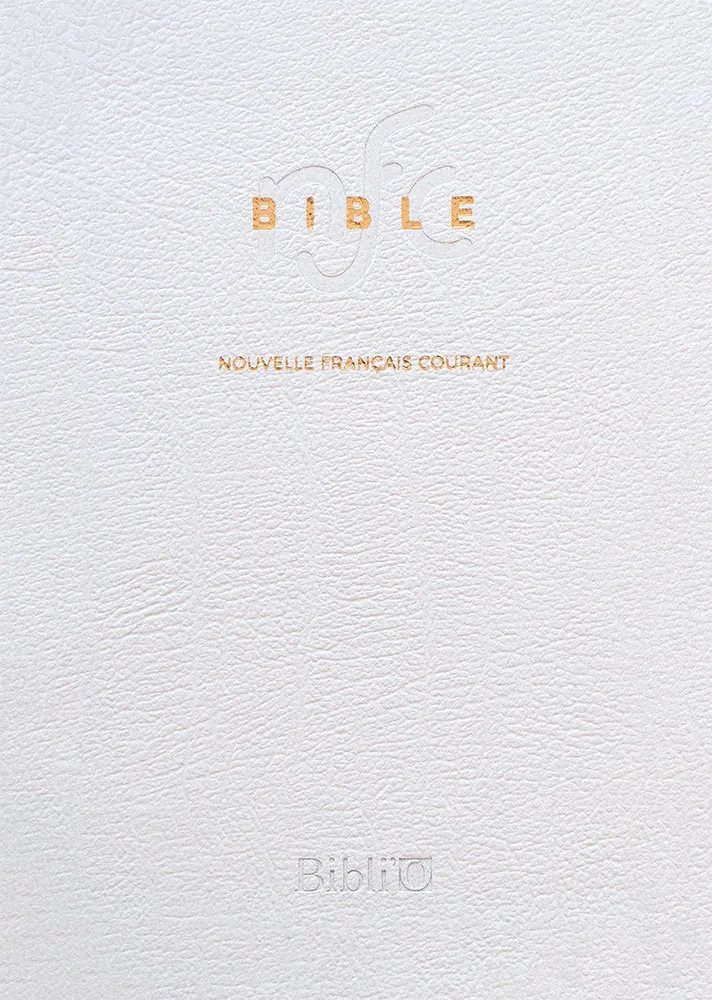 Bible Nouvelle Français courant souple cuir blanc tranche or avec deutérocanoniques